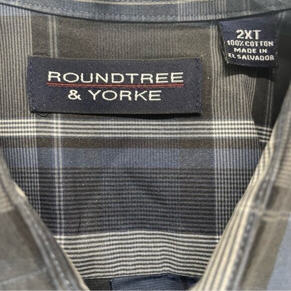 Roundtree and Yorke Plaid Button Down Shirt collared long sleeve Men’s Size 2XL - Picture 4 of 8
